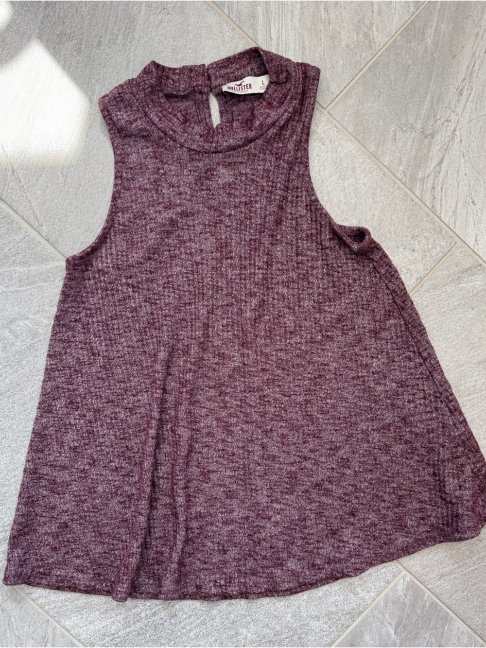 Hollister Sleeveless Ribbed Mock Neck Top - Plum